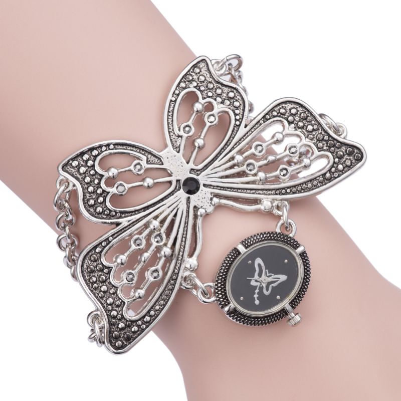 Modische Schmetterlings-muster-frauen-armband-quarz-uhr-armbanduhr