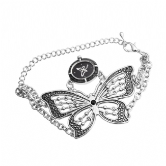 Modische Schmetterlings-muster-frauen-armband-quarz-uhr-armbanduhr