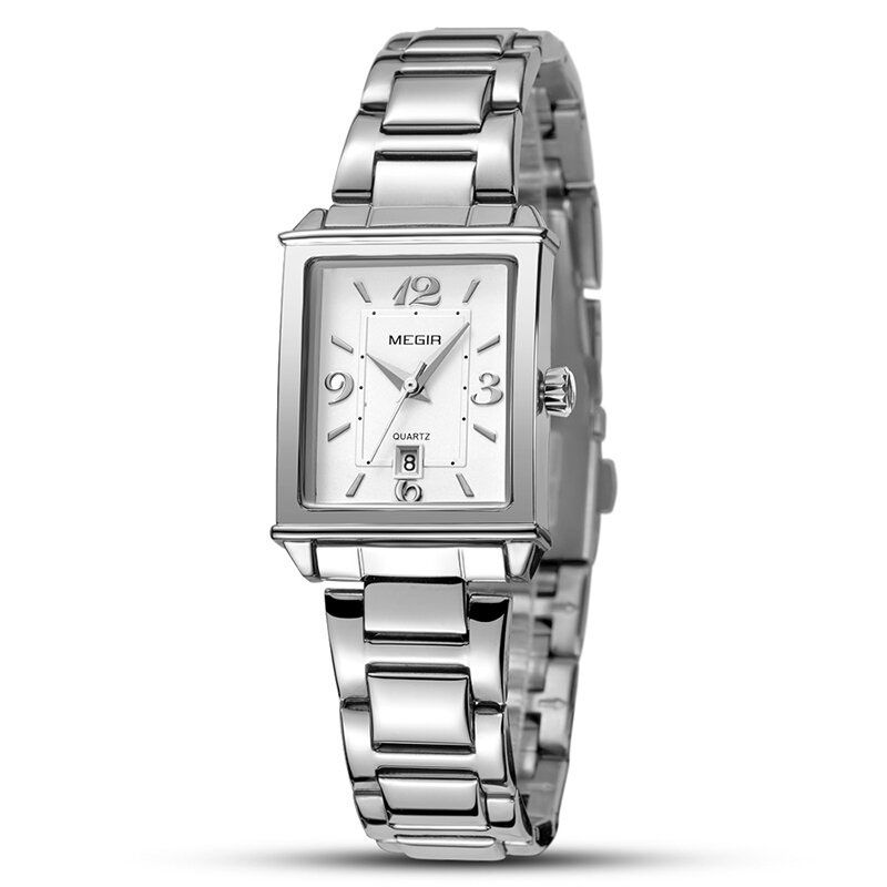 Retro-art-und Weisequadratisches Muster-zifferblatt-edelstahl-bügel-frauen-armbanduhr-quarz-uhr