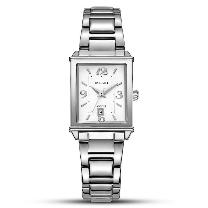 Retro-art-und Weisequadratisches Muster-zifferblatt-edelstahl-bügel-frauen-armbanduhr-quarz-uhr