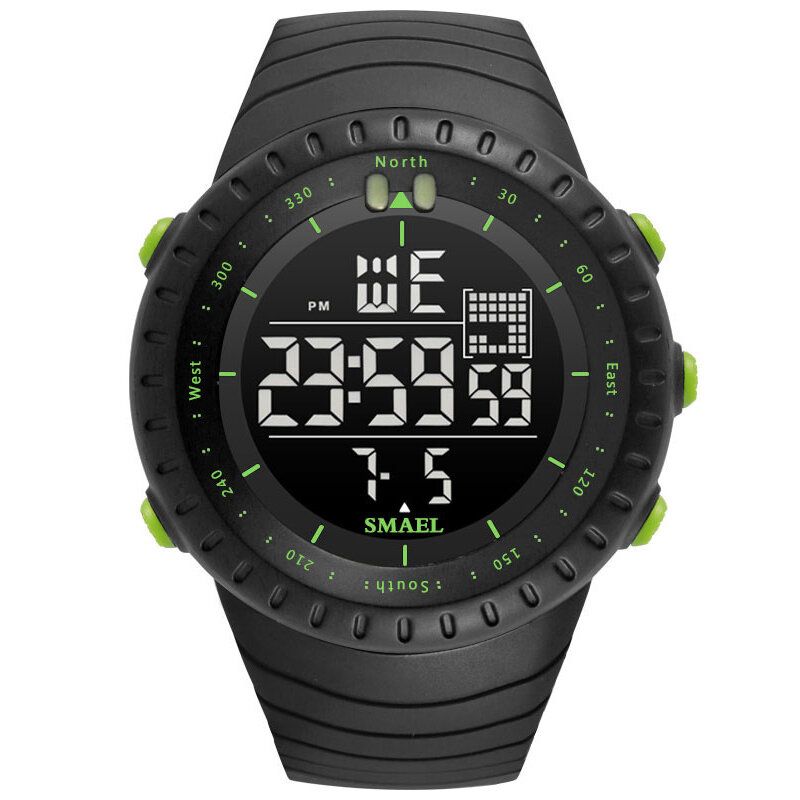 Smael Outdoor Led Display Digitaluhr Multifunktions Silikonband Sport Herrenuhr