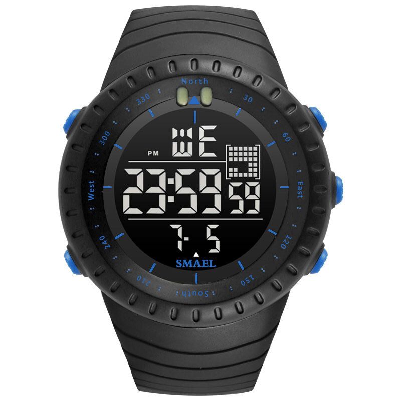 Smael Outdoor Led Display Digitaluhr Multifunktions Silikonband Sport Herrenuhr