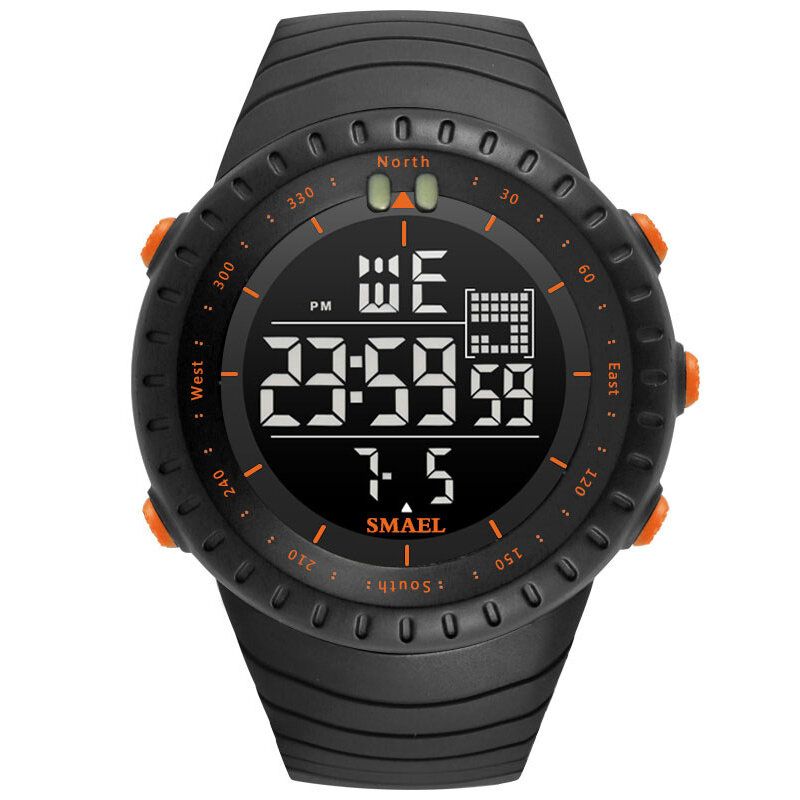 Smael Outdoor Led Display Digitaluhr Multifunktions Silikonband Sport Herrenuhr