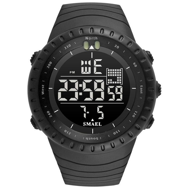 Smael Outdoor Led Display Digitaluhr Multifunktions Silikonband Sport Herrenuhr