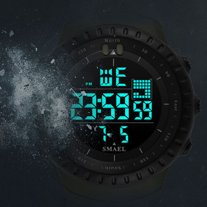 Smael Outdoor Led Display Digitaluhr Multifunktions Silikonband Sport Herrenuhr