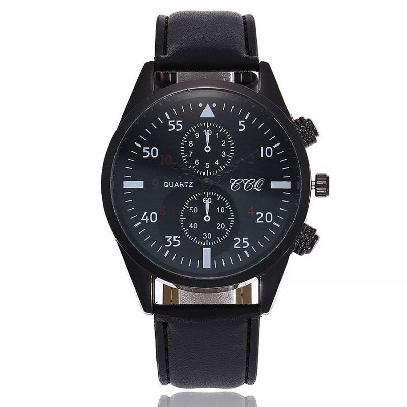 Sport Casual Simple Dial Pu-lederband Wasserdichte Herren-quarzuhr