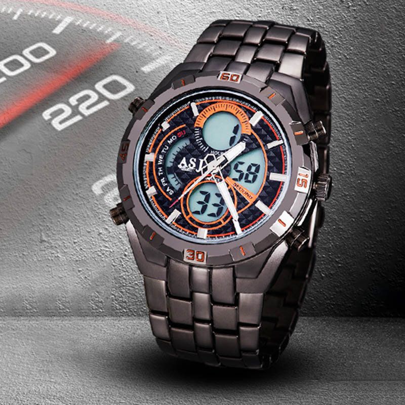 Sport Herrenuhr Doppelanzeige Chronograph Tauchalarm Leuchtende 3 Atm Wasserdichte Multifunktionale Sport-quarzuhr