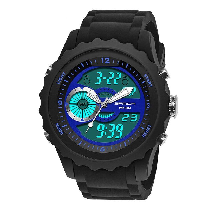 Sport Herrenuhr Leuchtdatum Wochenanzeige Dual Time Wasserdichte Outdoor-digitaluhr