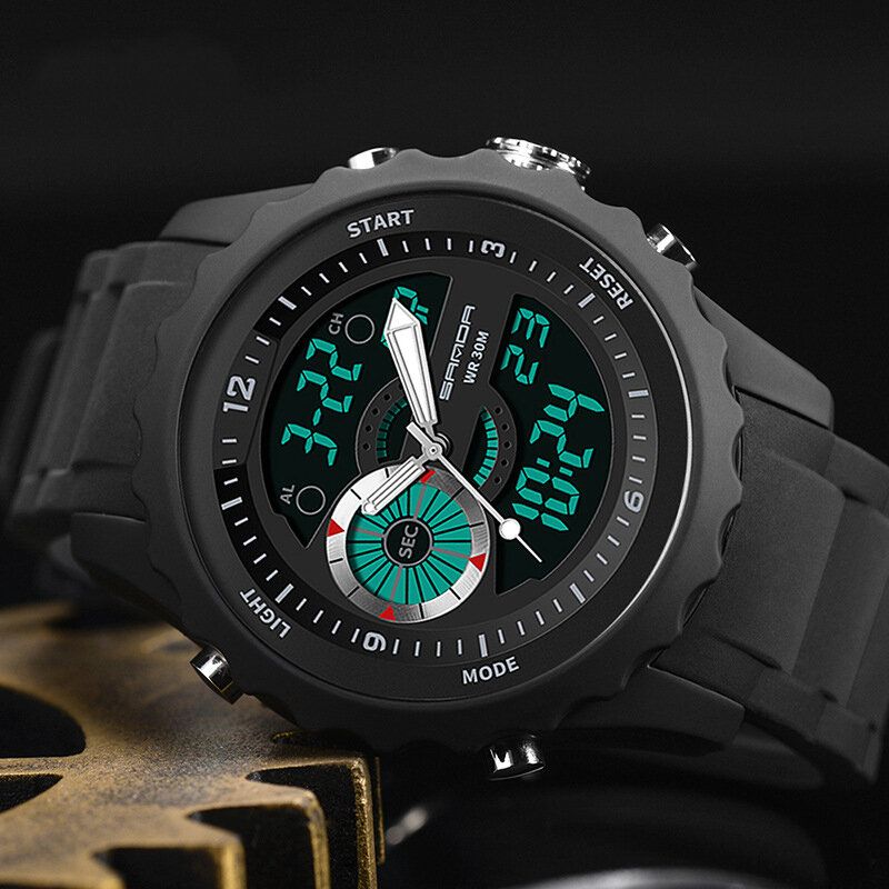 Sport Herrenuhr Leuchtdatum Wochenanzeige Dual Time Wasserdichte Outdoor-digitaluhr