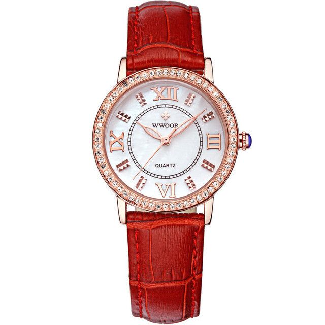 Ultradünnes Elegantes Design Damen-armbanduhr Lederband Quarzuhren