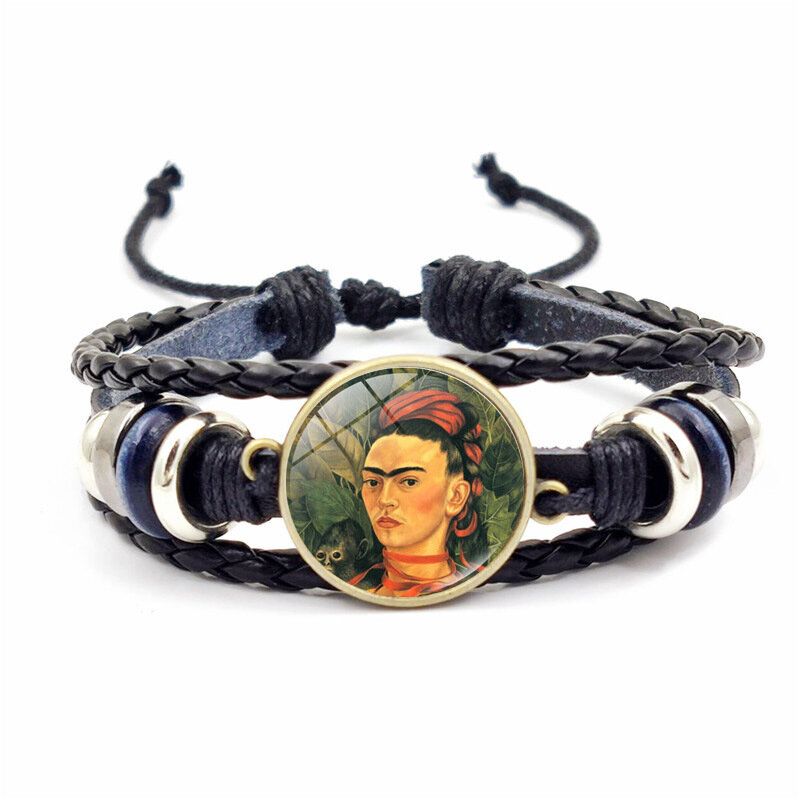 Verstellbares Lederarmband Für Männer Und Frauen. Mehrschichtiges Handgewebtes Frauen-armband Mit Blumen