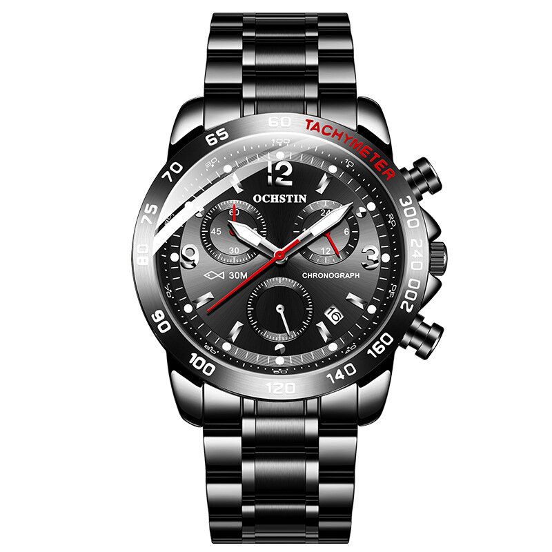 Wasserdichte Casual Style Herren Armbanduhr Vollstahl Chronograph Quarzuhr