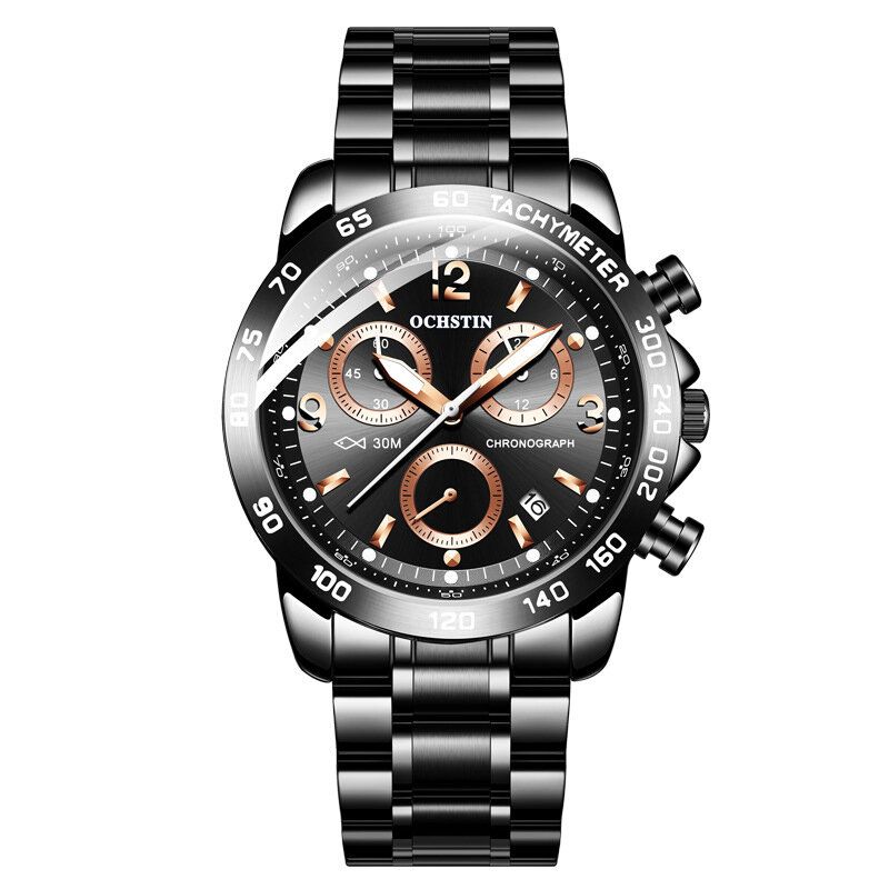 Wasserdichte Casual Style Herren Armbanduhr Vollstahl Chronograph Quarzuhr