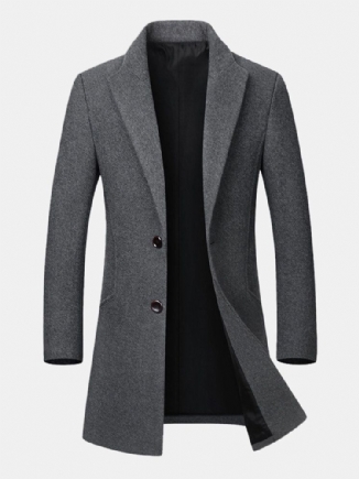 Business Casual Woll-trenchcoat Für Herren Mittellanger Einreihiger Schmal Geschnittener Mantel