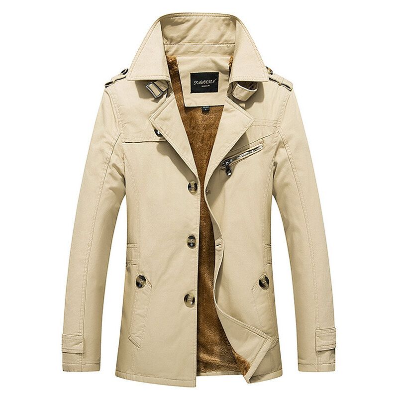 Dicker Warmer Schlanker Stilvoller Mittellanger Herbst-winter-trenchcoat