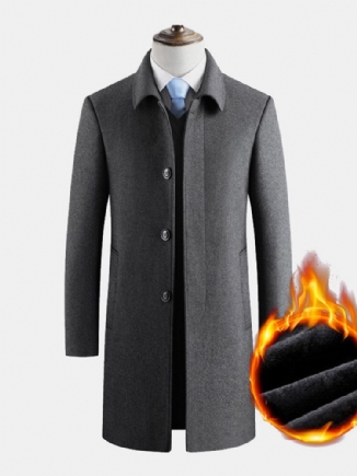 Einfarbige Dicke Warme Einreihige Business-trenchcoats Aus Wollstoff Für Herren