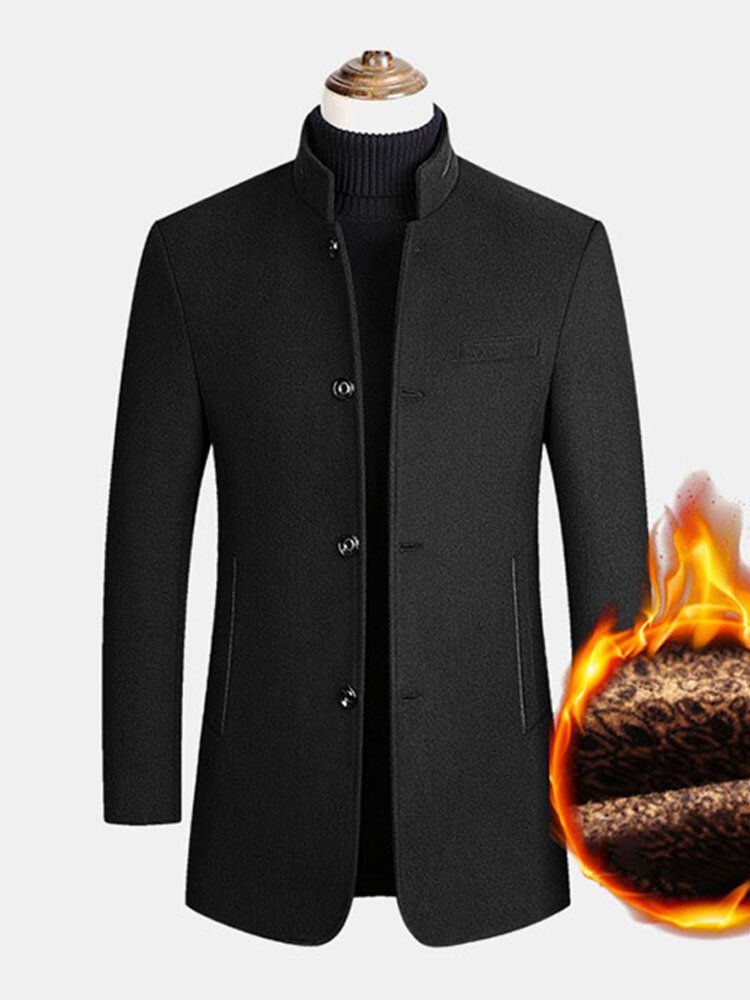 Einreihiger Dicker Warmer Business-trenchcoat Mit Langen Ärmeln Aus Wolle Für Herren