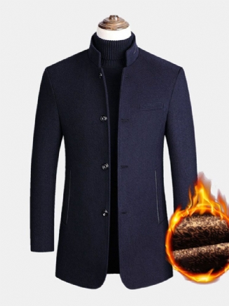 Einreihiger Dicker Warmer Business-trenchcoat Mit Langen Ärmeln Aus Wolle Für Herren