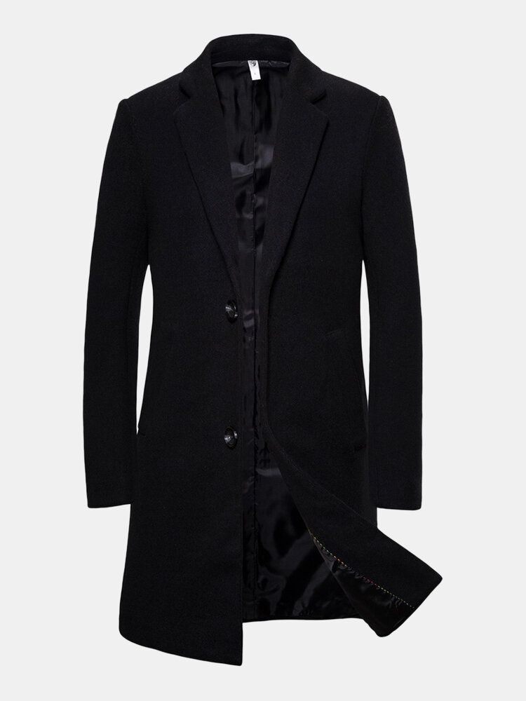 Einreihiger Mittellanger Business-trenchcoat Mit Taschen Für Herren Mit Letter-back-print