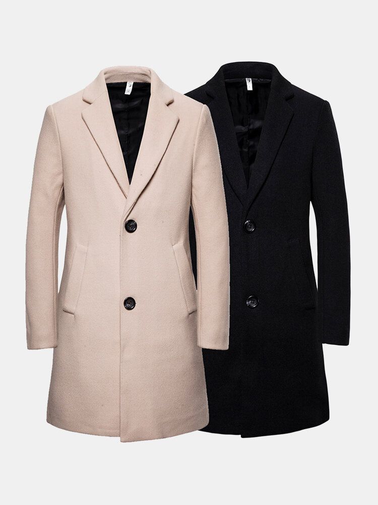 Einreihiger Mittellanger Business-trenchcoat Mit Taschen Für Herren Mit Letter-back-print