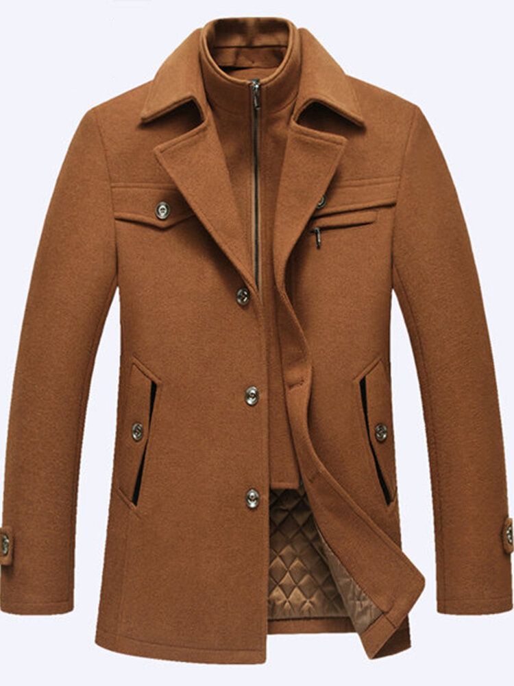 Herbst-winter-mode-geschäfts-doppelt-kragen-beiläufige Jacke-männer-wolle-warme Jacke-langer Trenchcoat