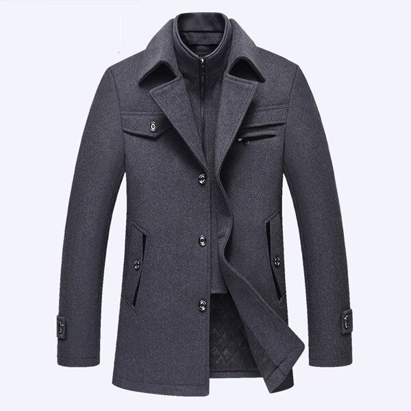 Herbst-winter-mode-geschäfts-doppelt-kragen-beiläufige Jacke-männer-wolle-warme Jacke-langer Trenchcoat