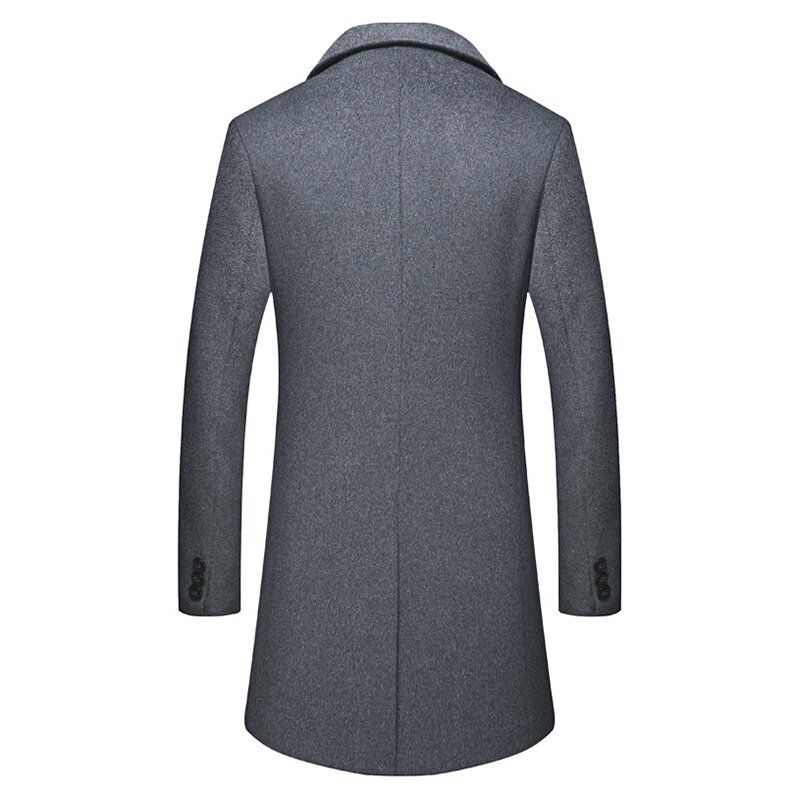 Herren Winter Warmer Mit Baumwolle Gefütterter Schlanker Mittellanger Trenchcoat