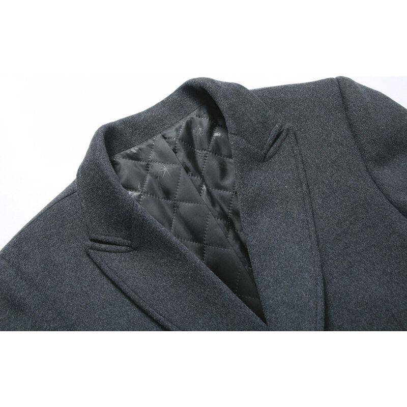 Herren Winter Warmer Mit Baumwolle Gefütterter Schlanker Mittellanger Trenchcoat