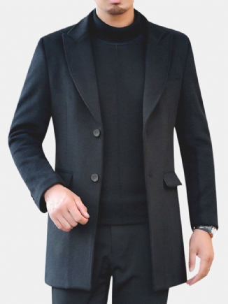 Herren Winter Warmer Mit Baumwolle Gefütterter Schlanker Mittellanger Trenchcoat