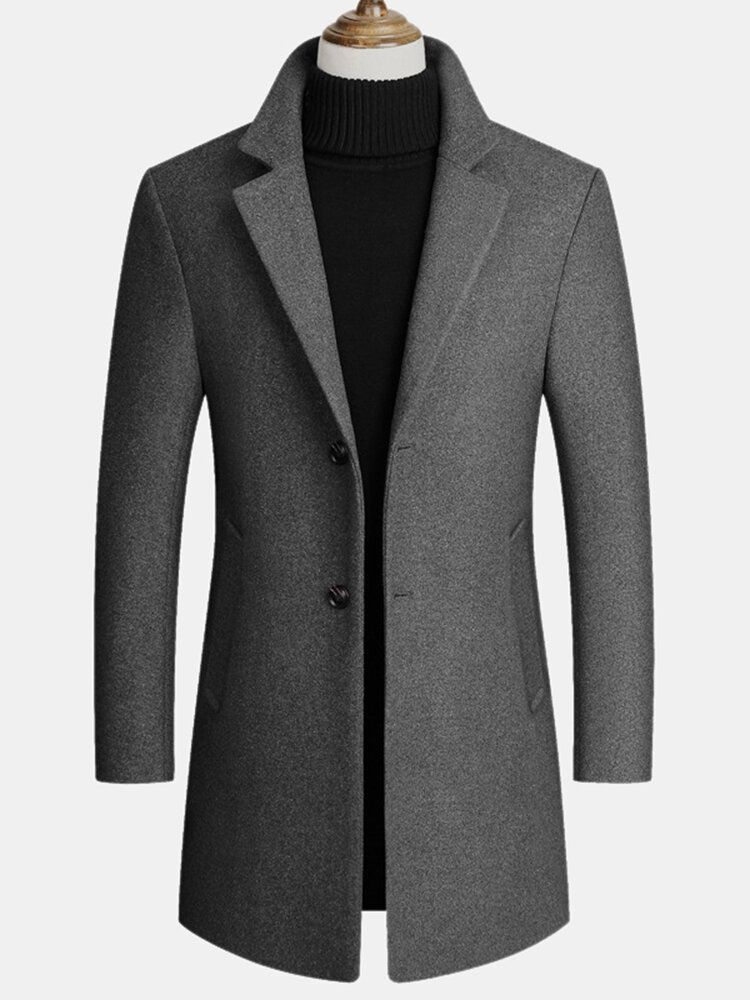 Herren Wollmischungen Mittellange Mäntel Business Casual Woll-trenchcoats