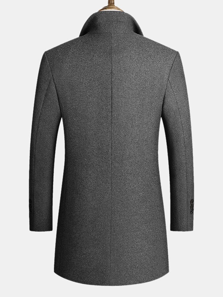 Herren Wollmischungen Mittellange Mäntel Business Casual Woll-trenchcoats