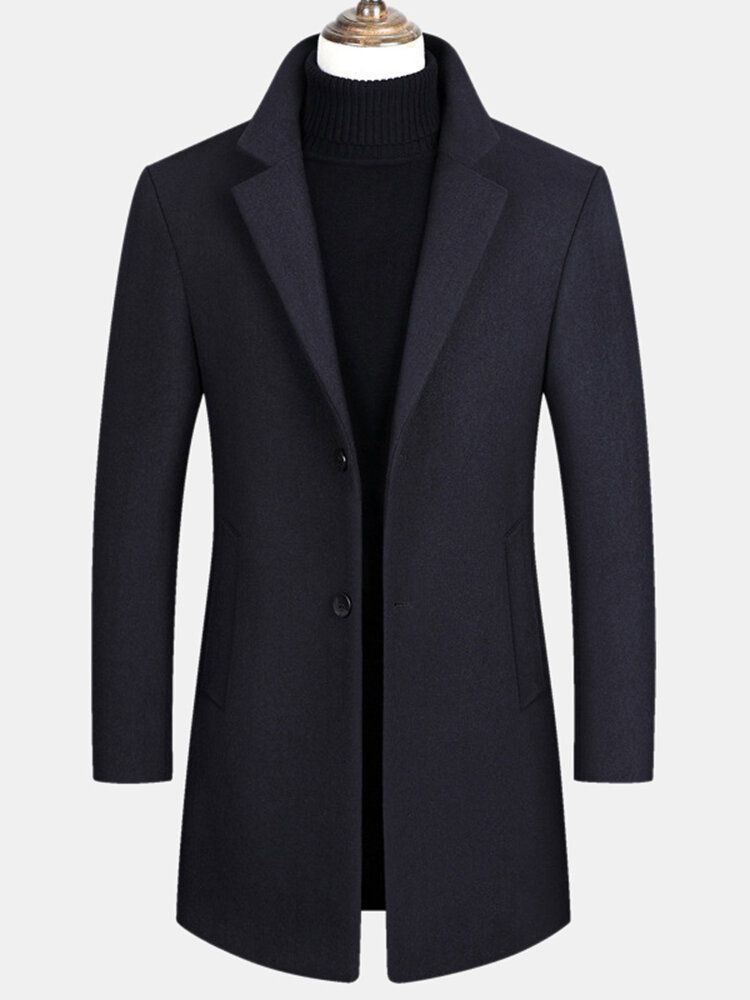 Herren Wollmischungen Mittellange Mäntel Business Casual Woll-trenchcoats