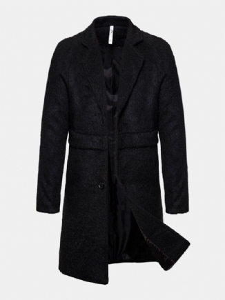 Schwarzer Warmer Einreihiger Mittellanger Business-trenchcoat Für Herren