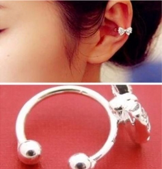 U-form Crystal Bowknot Bow Ear Cuff Kein Piercing-ohrring