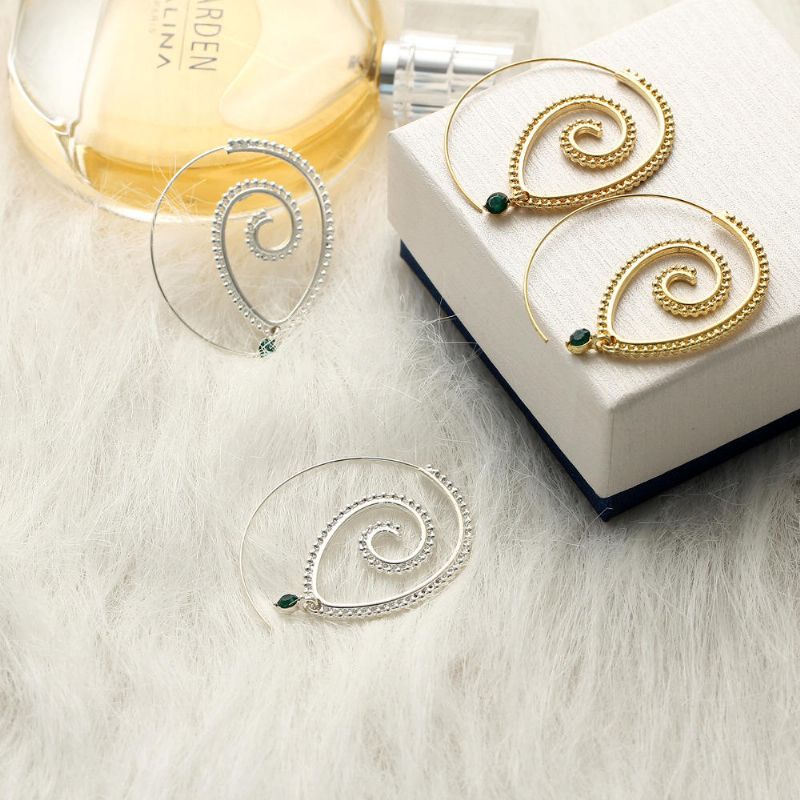 Übertriebene Spirale Tropfenform Großer Kreis Hoop Gold Silber Conch Ohrring Geschenk Für Sie