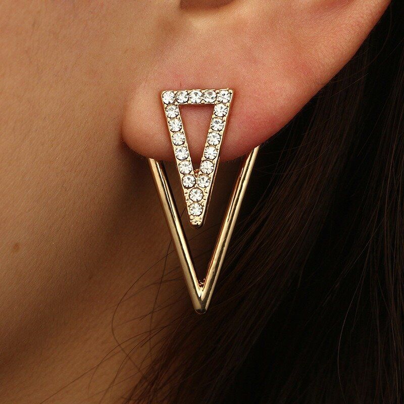 Vintage Triangle Ohrring Strass Hallow Ohrringe Vorne Hängende Ohrringe Für Frauen