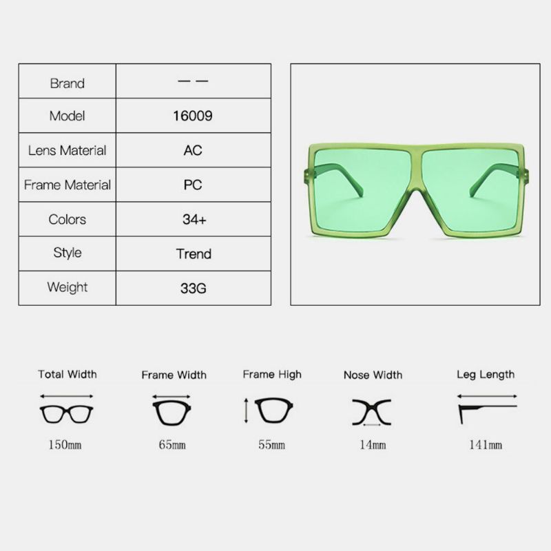 Damen-sonnenbrille In Übergröße Quadratische Form Mehrfarbig Modisch Persönlichkeit Uv-schutz