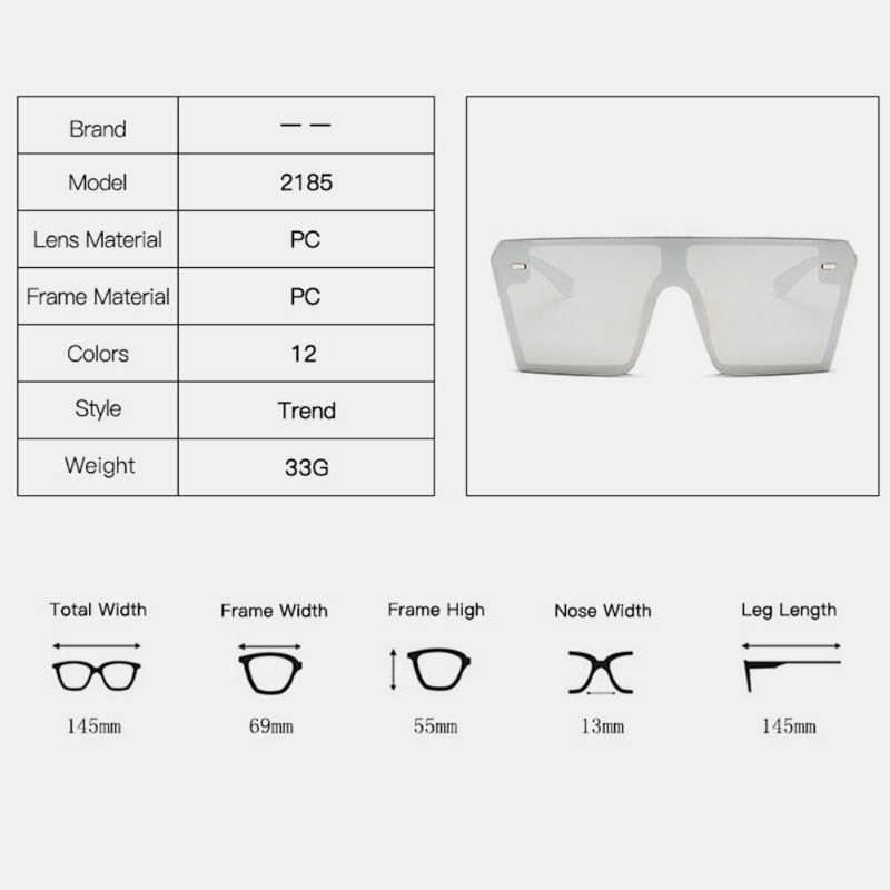 Einteilige Damen-sonnenbrille In Übergröße Reteo Mit Quadratischer Form Heller Farbe Und Persönlichkeit