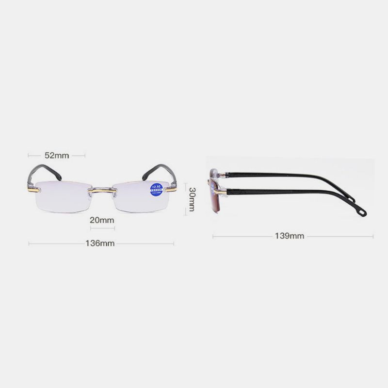 Faltbare Rahmenlose Unisex-lesebrille Mit Diamantbesatz Anti-blau-hellblau-folie Presbyopie-brille