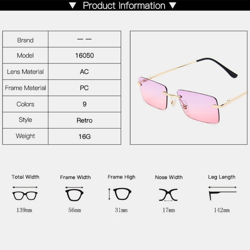 Frauen Retro Mehrfarbig Frameless Kleine Quadratische Mode Persönlichkeit Uv-schutz-sonnenbrille