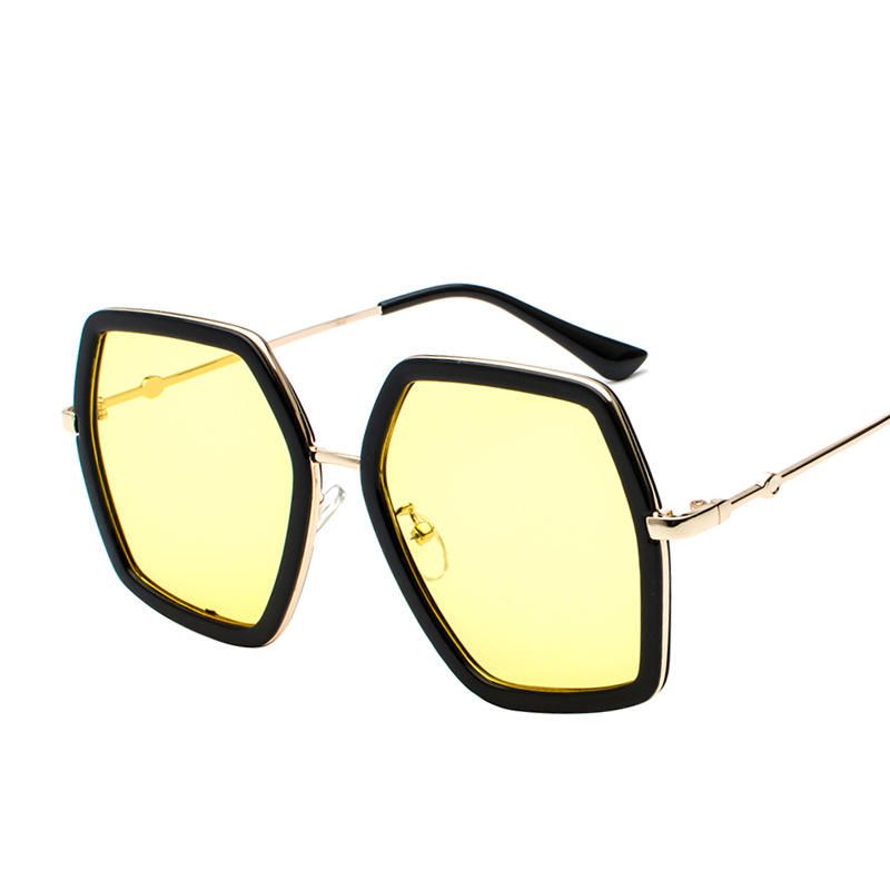 Mehrfarbige Sonnenbrille Mit Eckigem Rahmen Sonnenbrille Mit Metallrahmen