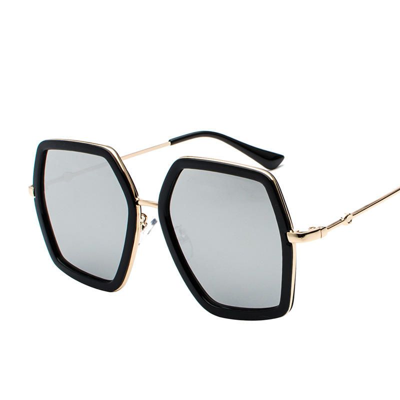 Mehrfarbige Sonnenbrille Mit Eckigem Rahmen Sonnenbrille Mit Metallrahmen