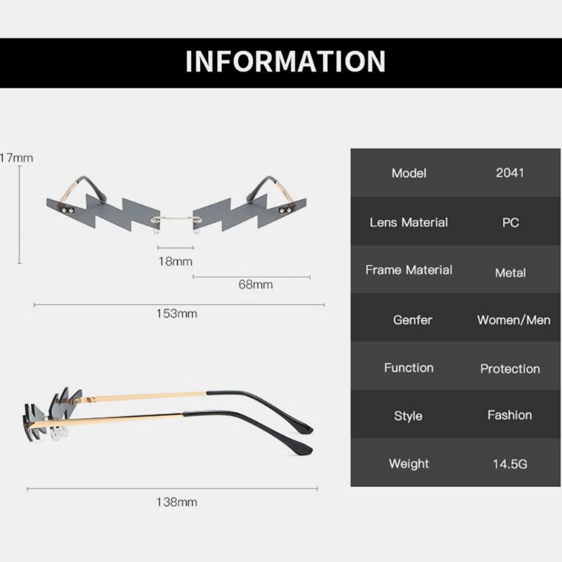 Rahmenlose Damen-sonnenbrille Mit Uv-schutz In Blitzform