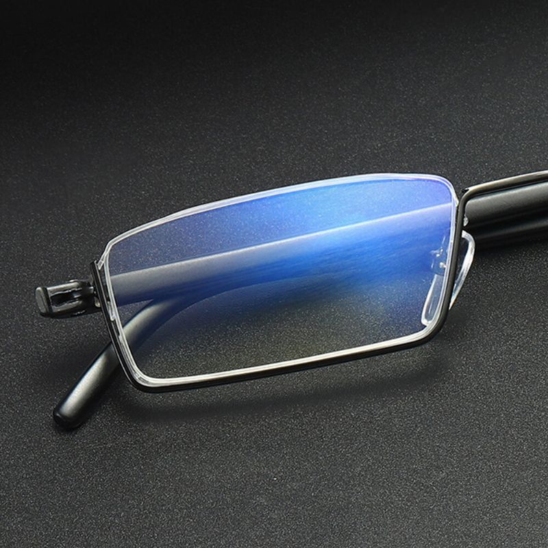 Unisex-anti-blau-leichtmetall-halbrahmen-hänge-hd-lesebrille Presbyopie-brille Mit Box