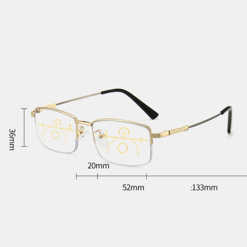 Unisex Dual-use Halbrahmen Multifokus Anti-blaulicht Intelligenter Automatischer Zoom Hd-lesebrille Presbyopie-brille