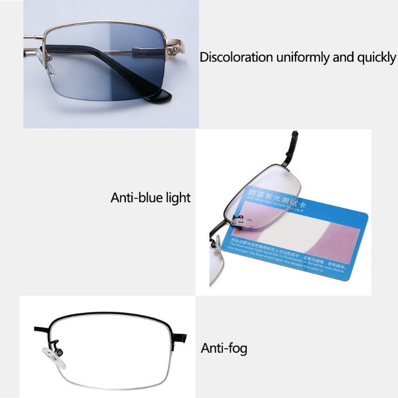 Unisex Faltbare Halbrahmen Anti-blaulicht Dual-use Intelligenter Zoom Multi-fokus Farbwechsel-lesebrille Presbyopie-brille