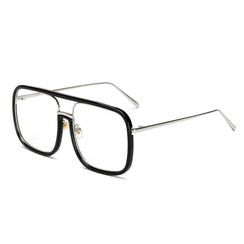 Unisex Retro Flat Mirror Square Large Frame Transparente Anti-uv-sonnenbrille Für Damen