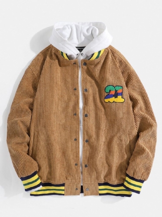 Corduroy 21 Graphics Pocket Langarm-baseballkragenjacke Für Herren