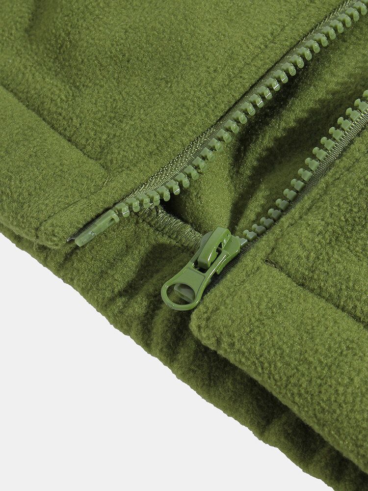 Einfarbige Polarfleece-jacke Für Herren Mit Überschnittener Schulter Und Tasche