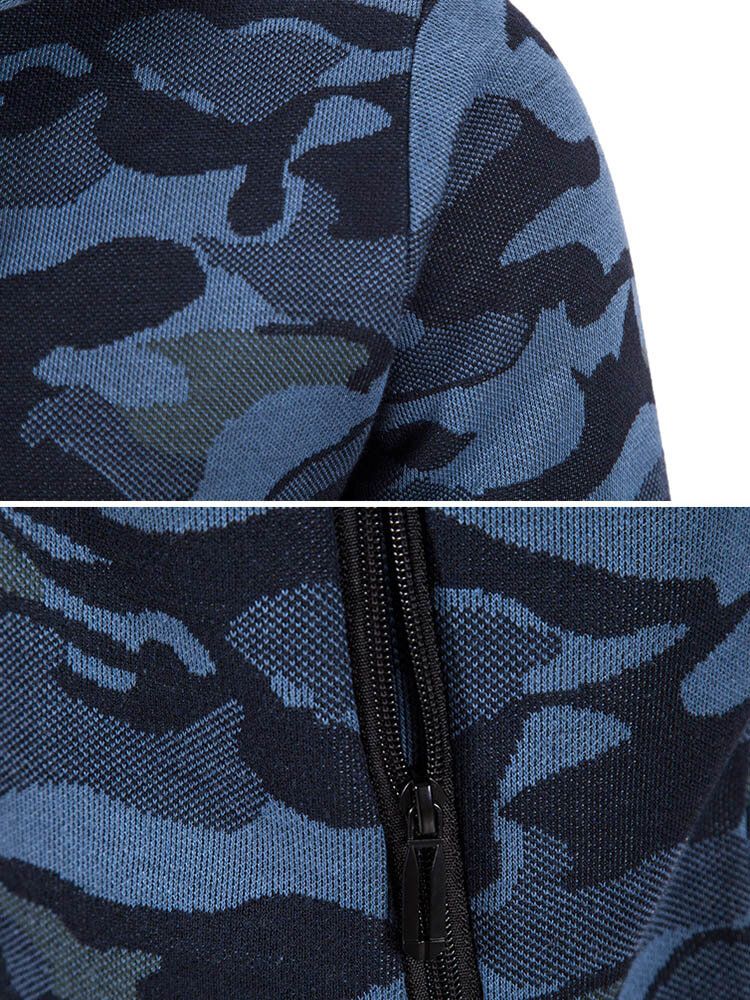 Herren-baumwoll-camouflage-bedruckte Plüsch-gefütterte Reißverschluss-schrägtaschen-jacken